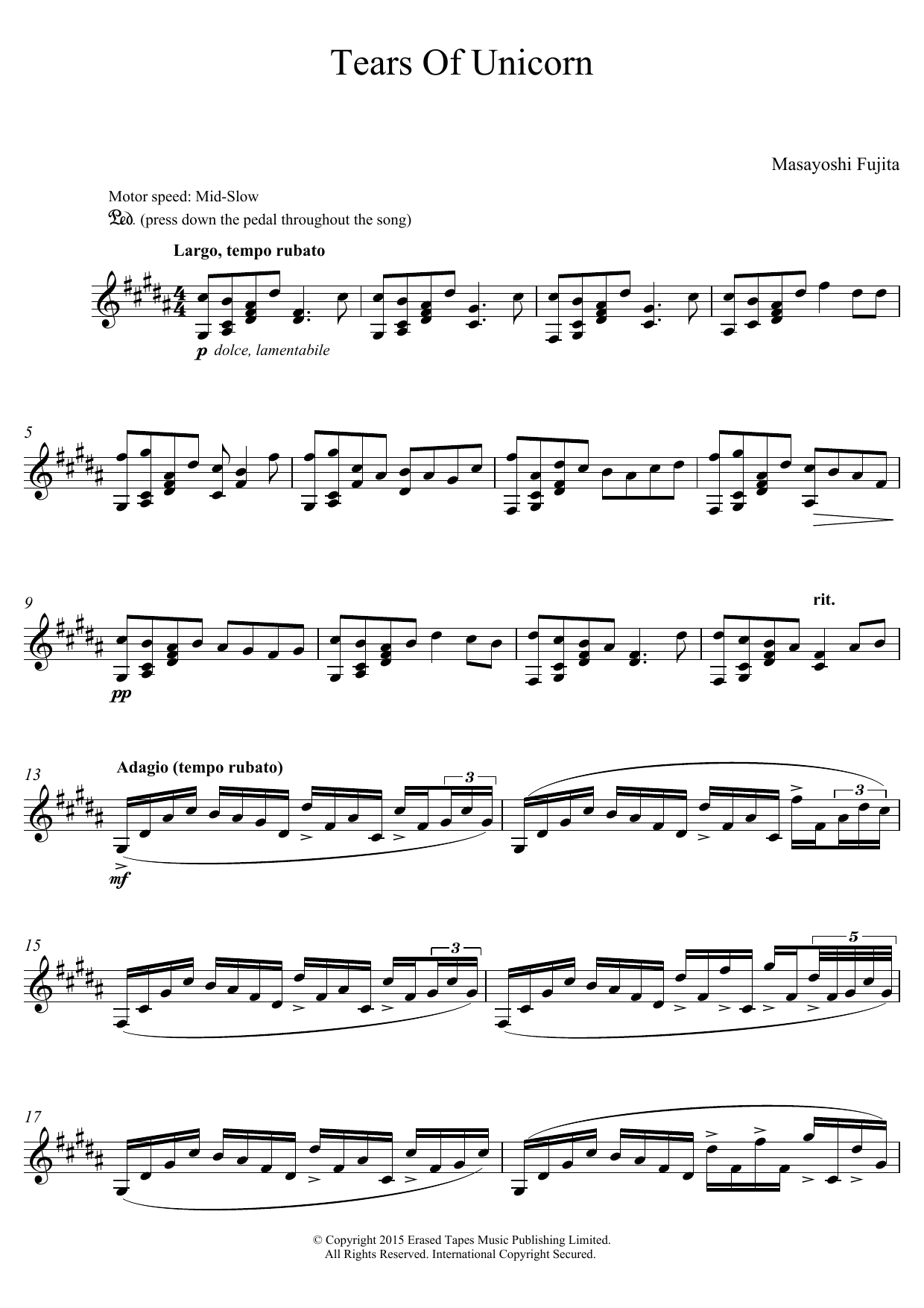 Download Masayoshi Fujita Tears Of Unicorn Sheet Music and learn how to play Vibraphone PDF digital score in minutes