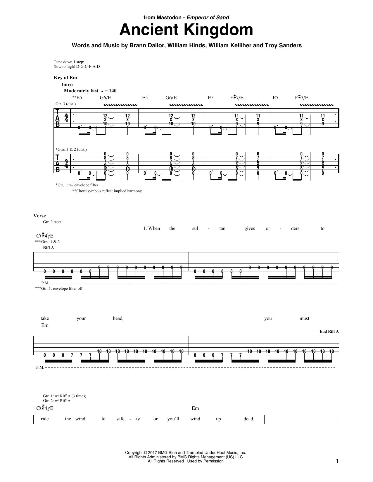 Download Mastodon Ancient Kingdom Sheet Music and learn how to play Guitar Tab PDF digital score in minutes