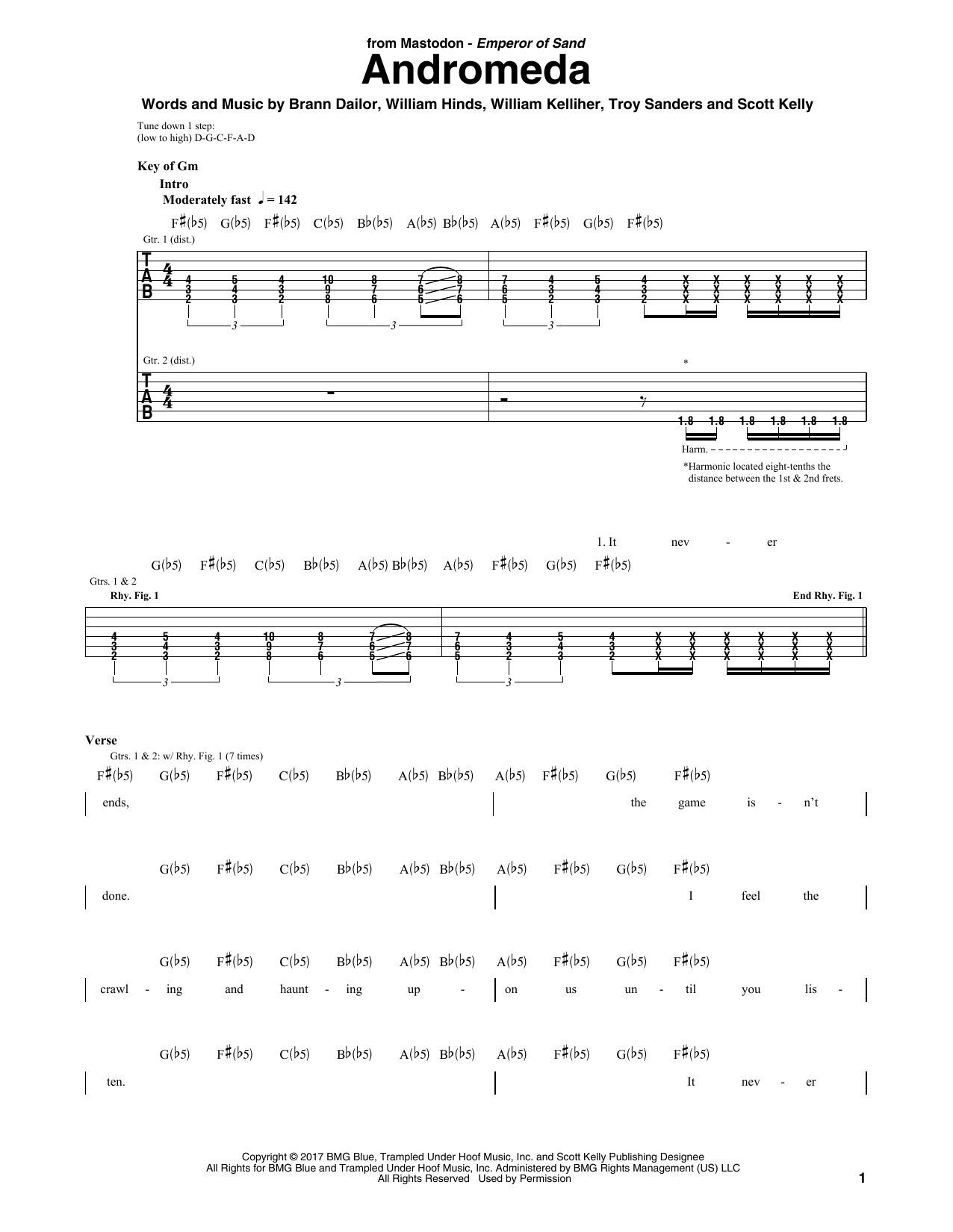 Download Mastodon Andromeda Sheet Music and learn how to play Guitar Tab PDF digital score in minutes