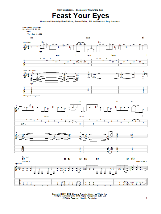 Download Mastodon Feast Your Eyes Sheet Music and learn how to play Guitar Tab PDF digital score in minutes