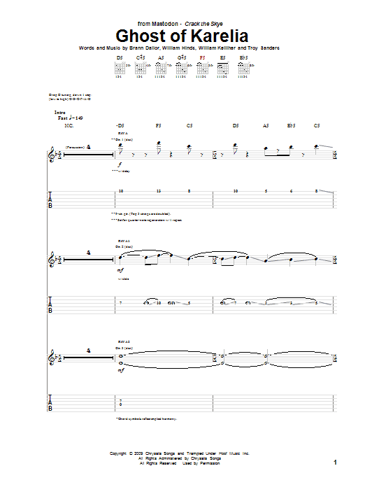 Download Mastodon Ghost Of Karelia Sheet Music and learn how to play Bass Guitar Tab PDF digital score in minutes