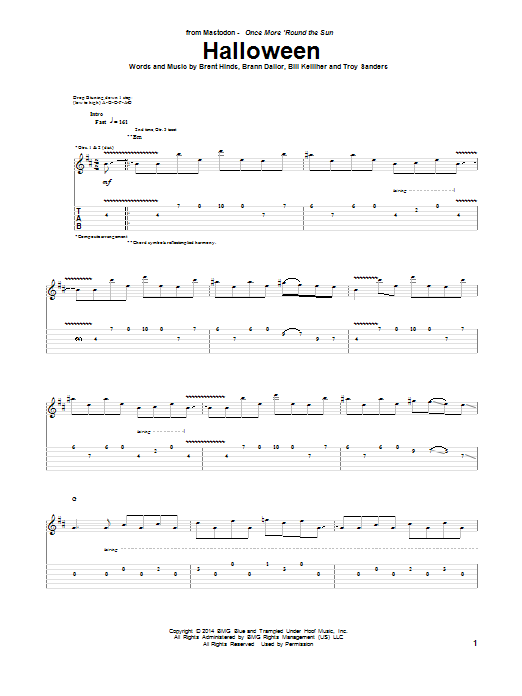Download Mastodon Halloween Sheet Music and learn how to play Guitar Tab PDF digital score in minutes