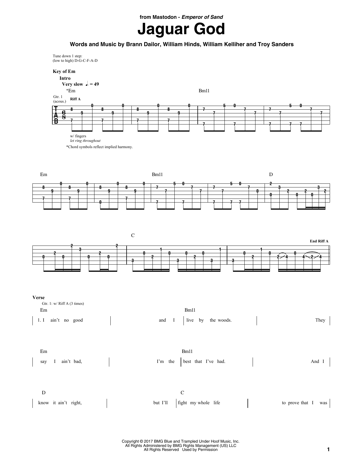 Download Mastodon Jaguar God Sheet Music and learn how to play Guitar Tab PDF digital score in minutes