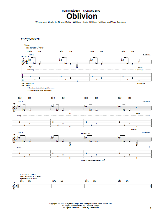 Download Mastodon Oblivion Sheet Music and learn how to play Bass Guitar Tab PDF digital score in minutes