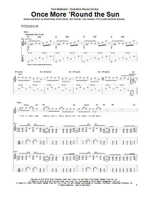Download Mastodon Once More 'Round The Sun Sheet Music and learn how to play Guitar Tab PDF digital score in minutes