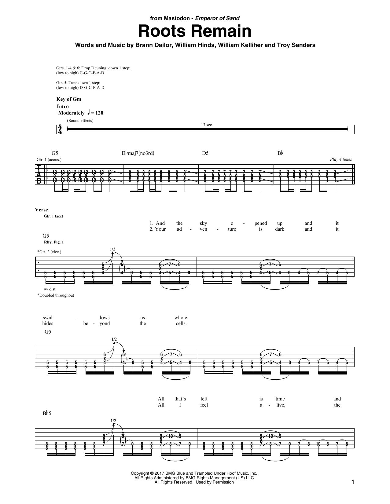 Download Mastodon Roots Remain Sheet Music and learn how to play Guitar Tab PDF digital score in minutes