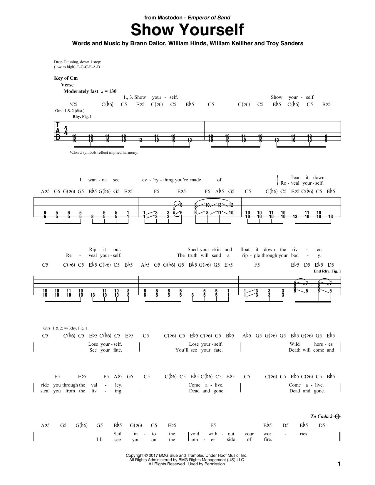 Download Mastodon Show Yourself Sheet Music and learn how to play Guitar Tab PDF digital score in minutes