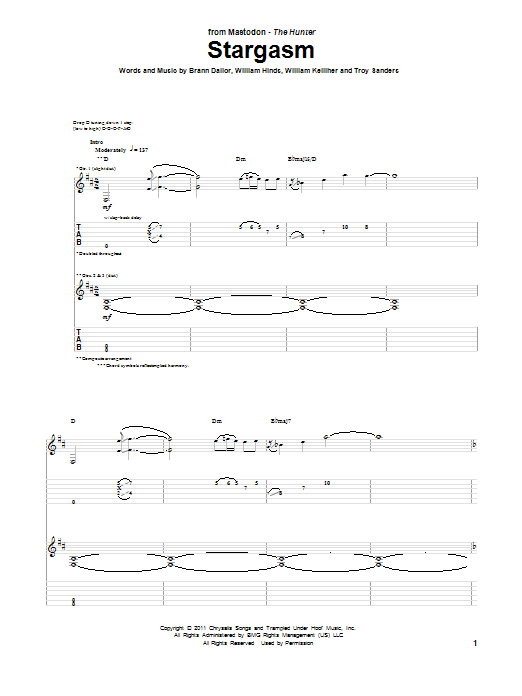 Download Mastodon Stargasm Sheet Music and learn how to play Guitar Tab PDF digital score in minutes