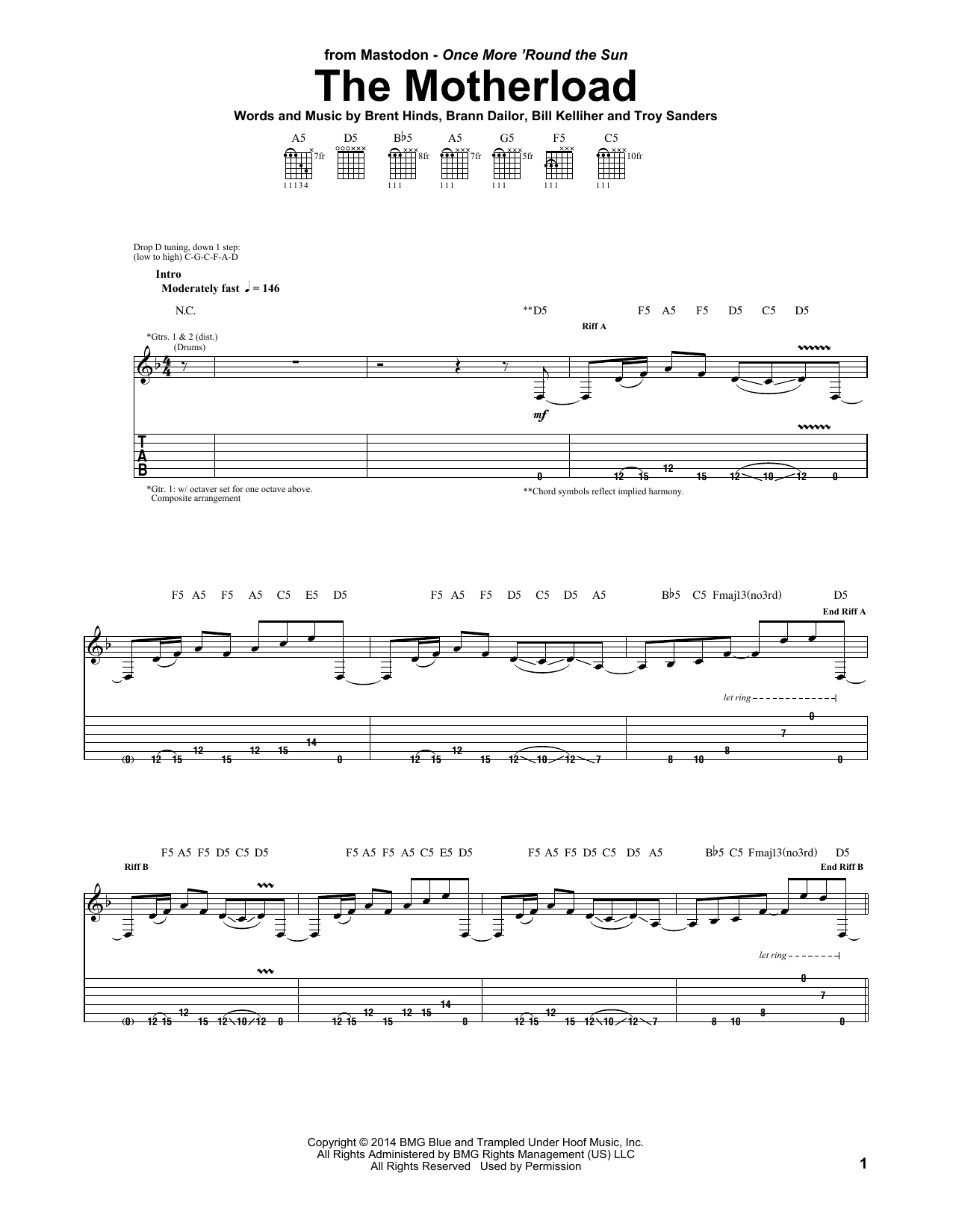 Download Mastodon The Motherload Sheet Music and learn how to play Guitar Tab PDF digital score in minutes