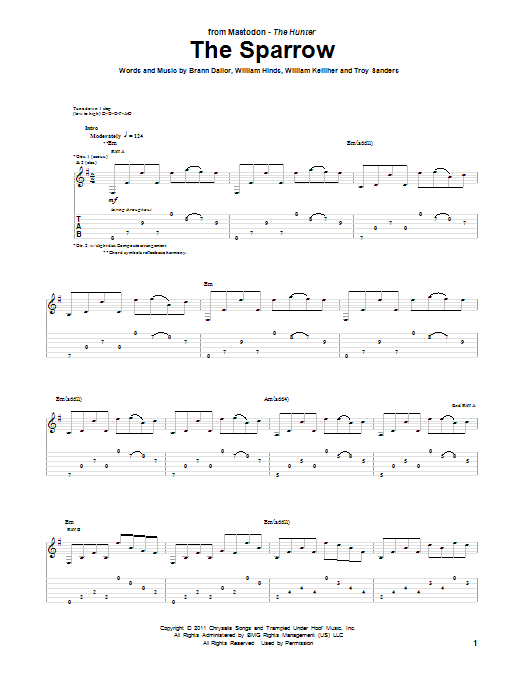 Download Mastodon The Sparrow Sheet Music and learn how to play Guitar Tab PDF digital score in minutes