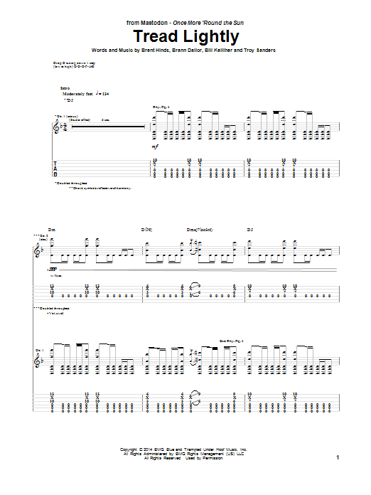 Download Mastodon Tread Lightly Sheet Music and learn how to play Guitar Tab PDF digital score in minutes