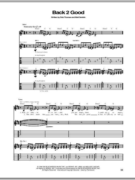 Download Matchbox Twenty Back 2 Good Sheet Music and learn how to play Guitar Tab PDF digital score in minutes