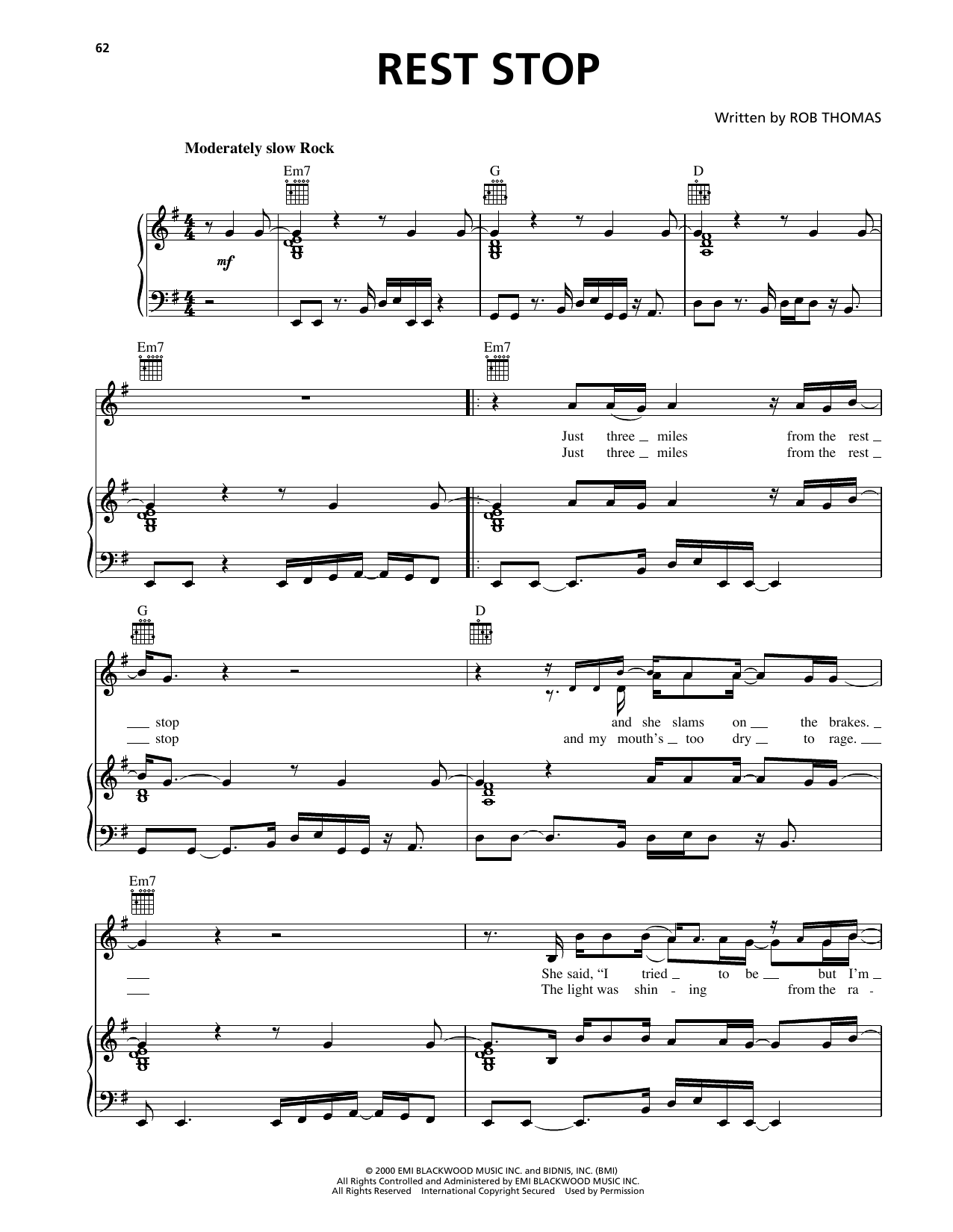 Download Matchbox Twenty Rest Stop Sheet Music and learn how to play Piano, Vocal & Guitar Chords (Right-Hand Melody) PDF digital score in minutes