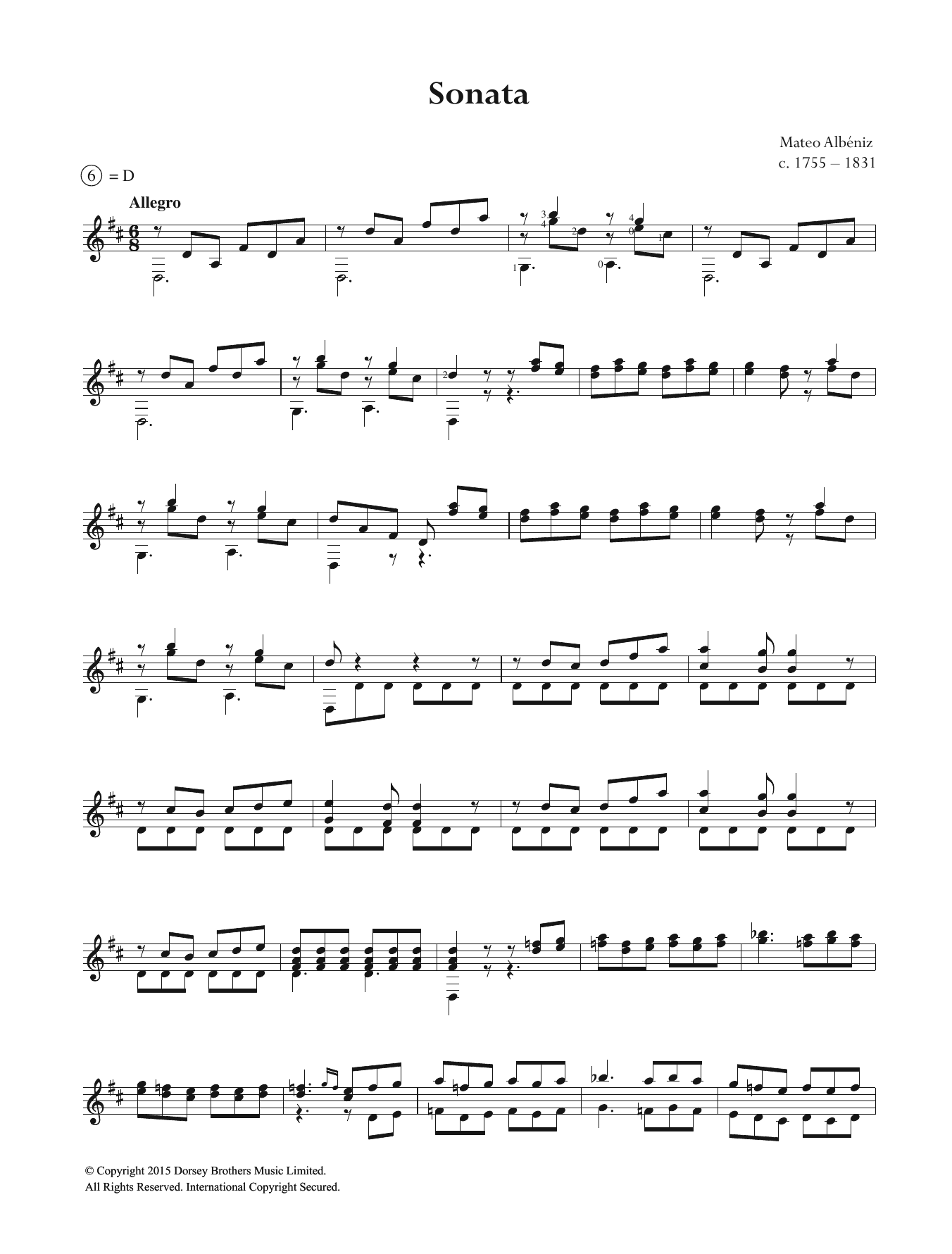 Download Mateo Albeniz Sonata Sheet Music and learn how to play Guitar PDF digital score in minutes