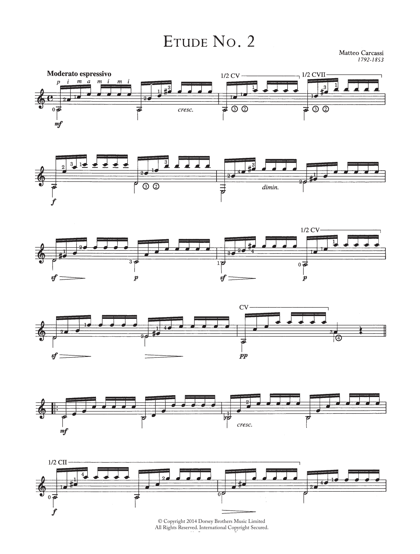 Download Matteo Carcassi Etude No.2 Sheet Music and learn how to play Guitar PDF digital score in minutes