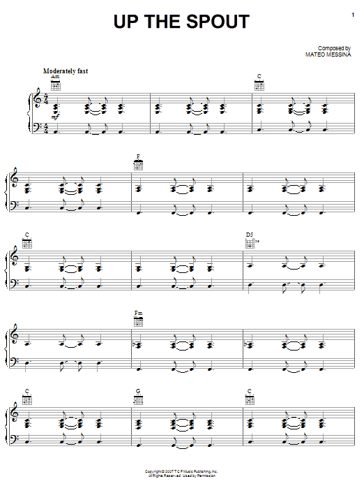 Download Mateo Messina Up The Spout Sheet Music and learn how to play Piano, Vocal & Guitar (Right-Hand Melody) PDF digital score in minutes