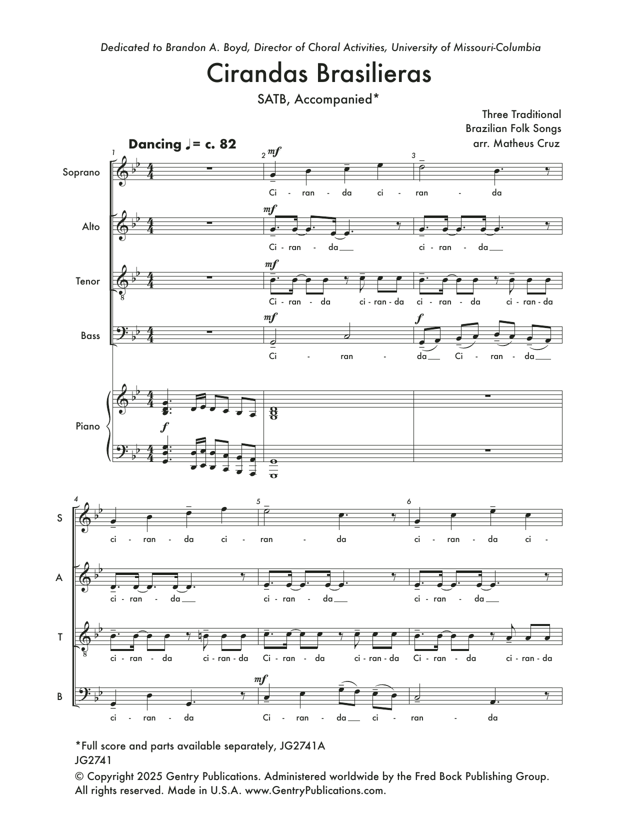 Download Matheus Cruz Cirandas Brasileiras Sheet Music and learn how to play SATB Choir PDF digital score in minutes