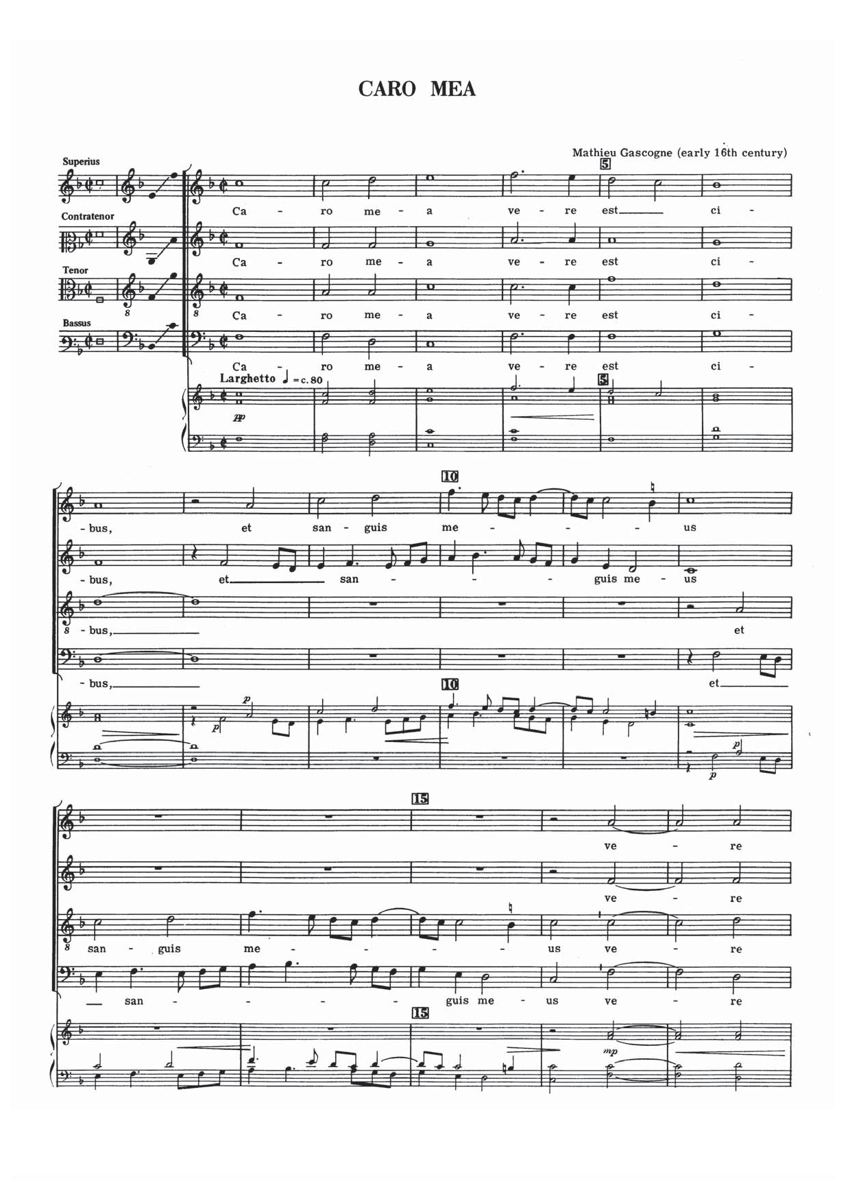 Download Mathieu Gascogne Caro Mea Sheet Music and learn how to play SATB PDF digital score in minutes