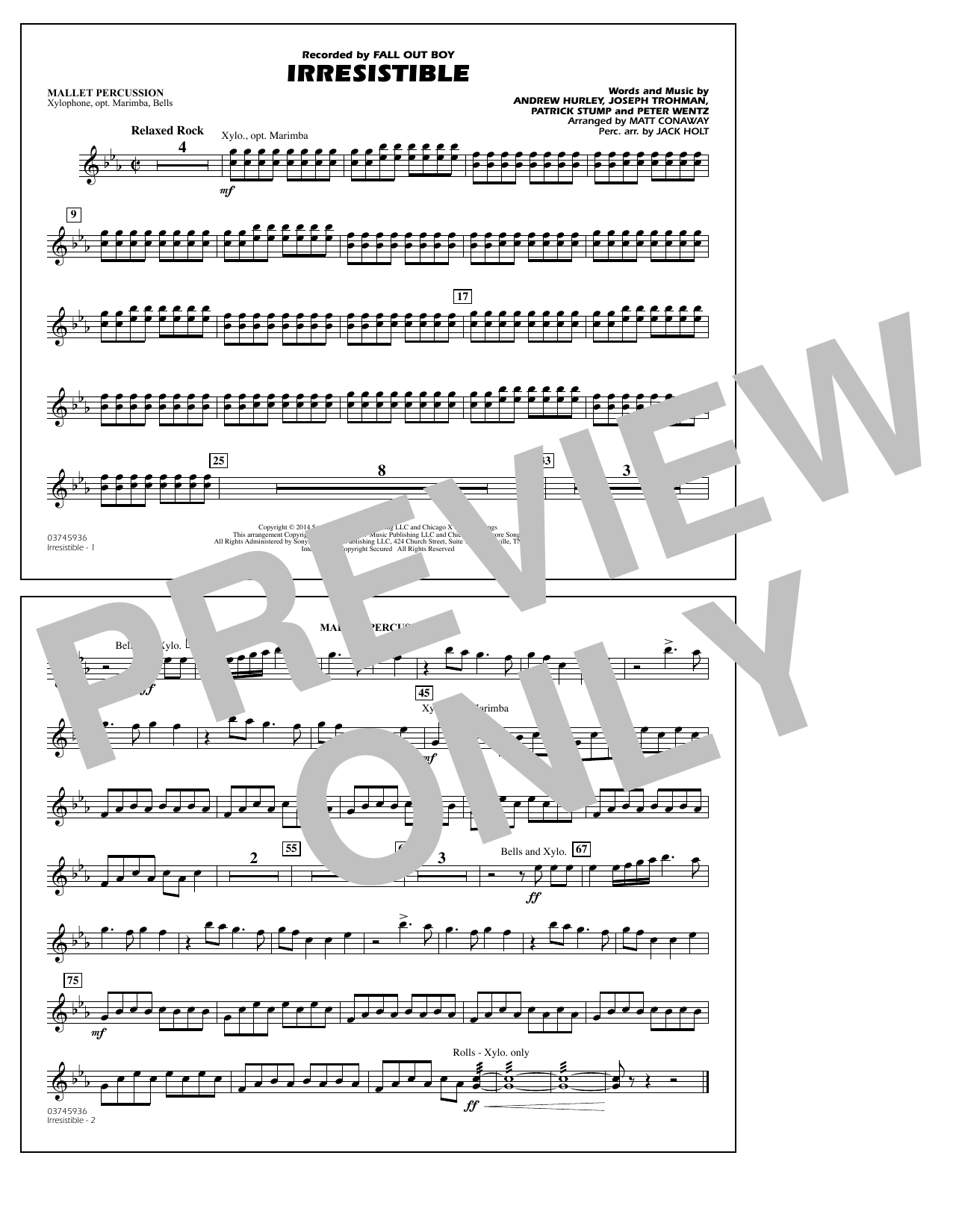 Download Matt Conaway Irresistible - Mallet Percussion Sheet Music and learn how to play Marching Band PDF digital score in minutes