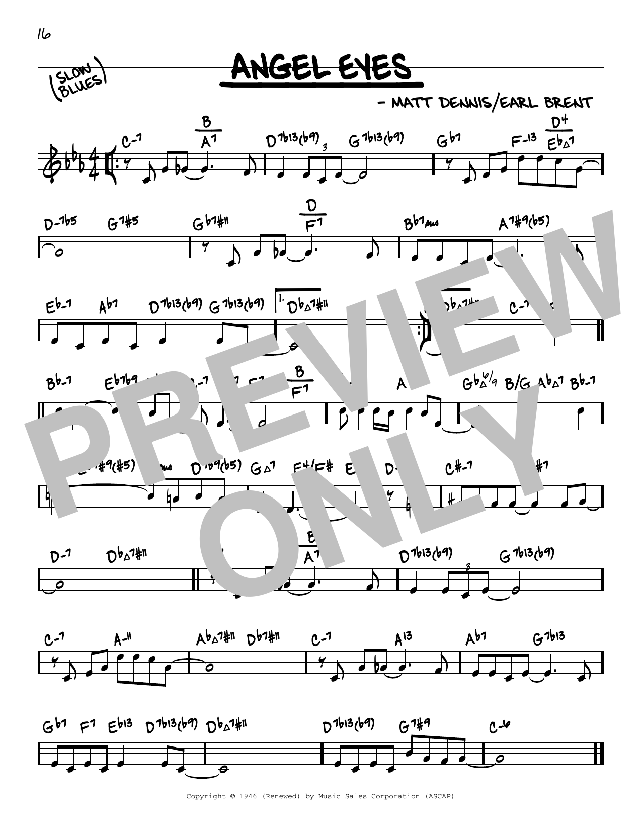 Download Matt Dennis Angel Eyes (arr. David Hazeltine) Sheet Music and learn how to play Real Book – Enhanced Chords PDF digital score in minutes