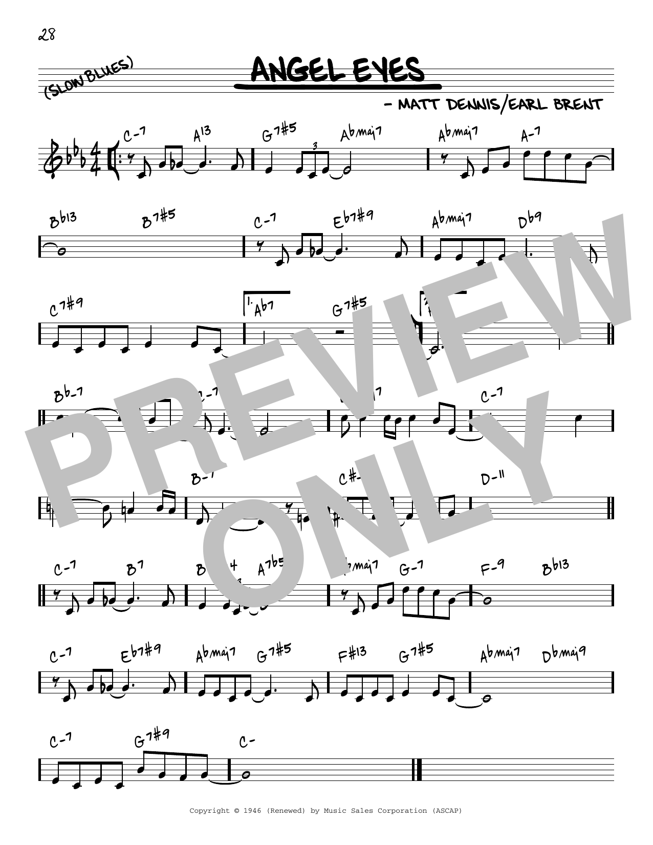 Download Matt Dennis Angel Eyes [Reharmonized version] (arr. Jack Grassel) Sheet Music and learn how to play Real Book – Melody & Chords PDF digital score in minutes