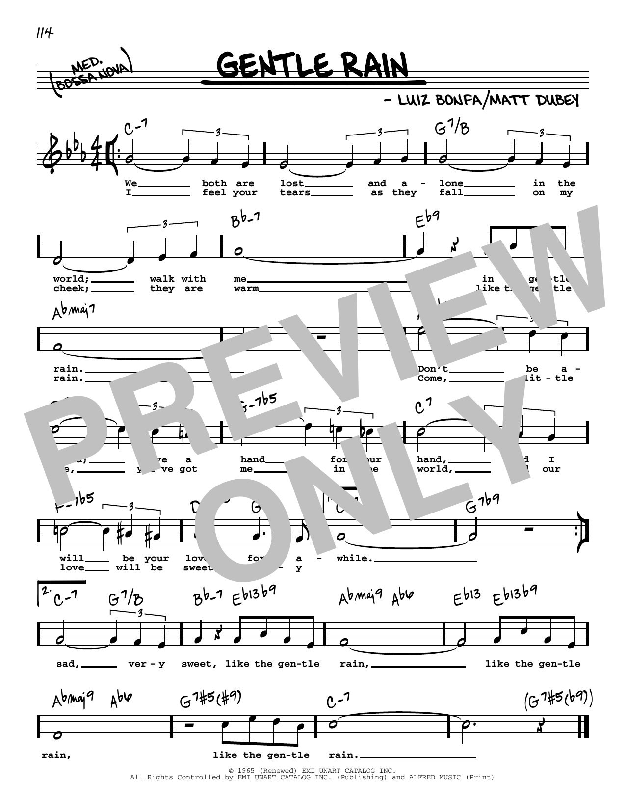 Download Matt Dubey Gentle Rain (High Voice) (from The Gentle Rain) Sheet Music and learn how to play Real Book – Melody, Lyrics & Chords PDF digital score in minutes