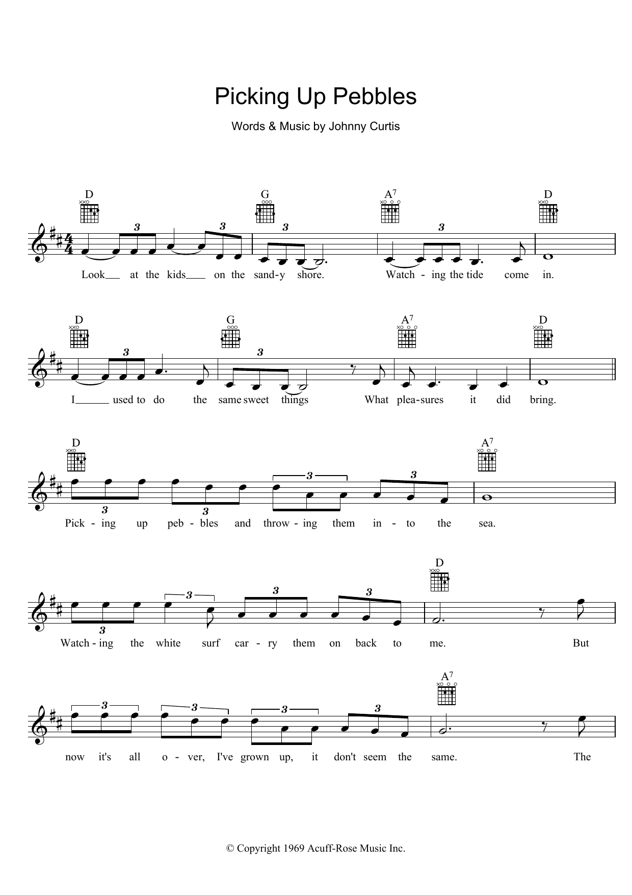 Download Matt Flinders Picking Up Pebbles Sheet Music and learn how to play Melody Line, Lyrics & Chords PDF digital score in minutes