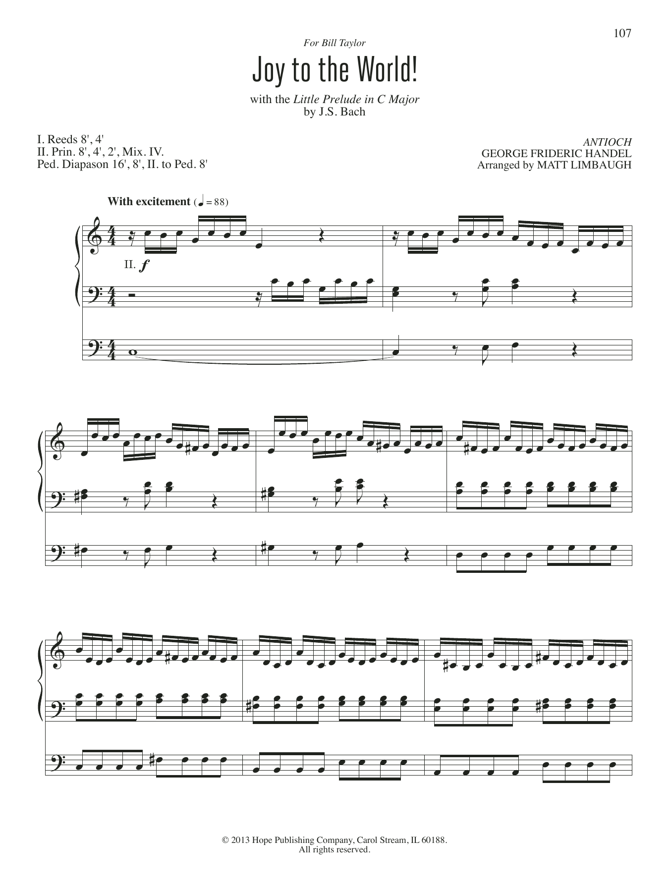 Download Matt Limbaugh Joy to the World! Sheet Music and learn how to play Organ PDF digital score in minutes