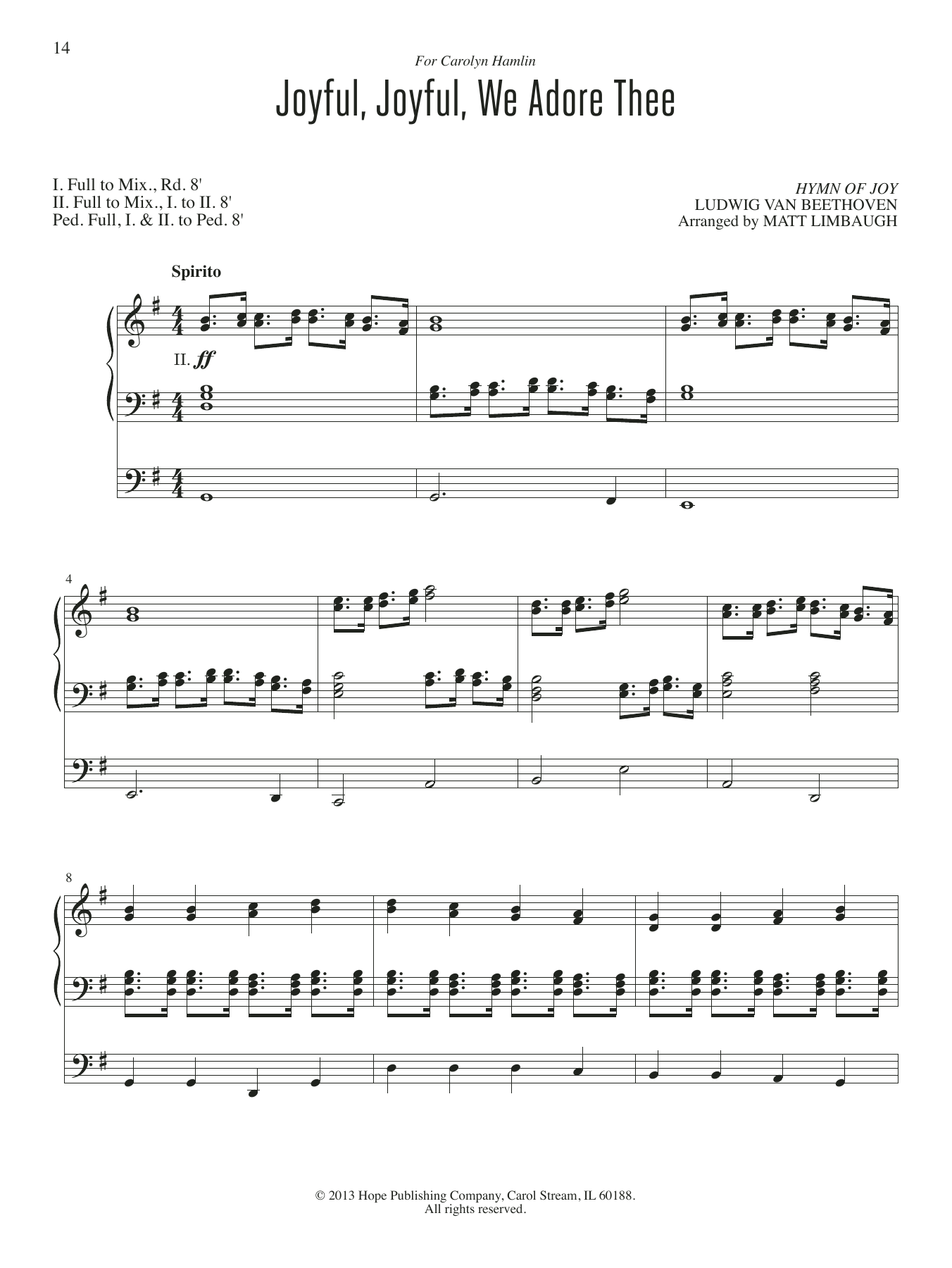 Download Matt Limbaugh Joyful, Joyful, We Adore Thee Sheet Music and learn how to play Organ PDF digital score in minutes