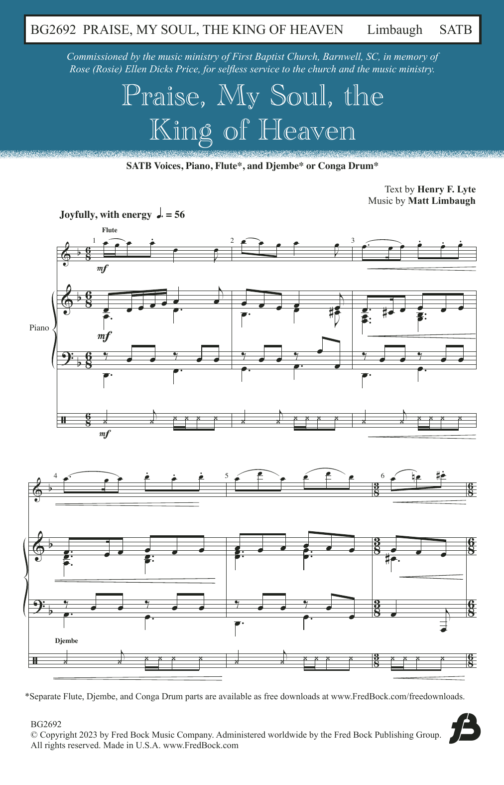 Download Matt Limbaugh Praise, My Soul, the King of Heaven Sheet Music and learn how to play SATB Choir PDF digital score in minutes