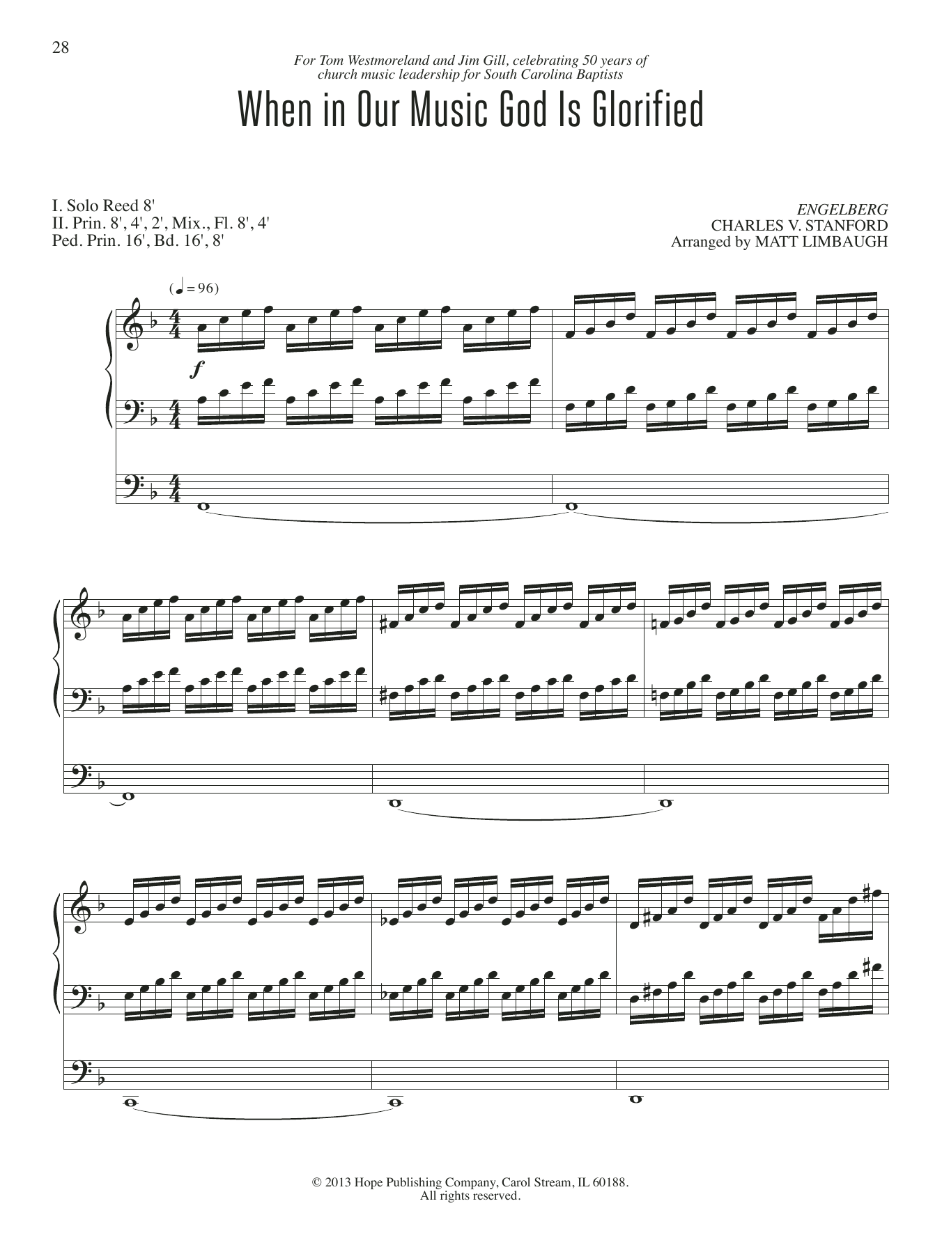 Download Matt Limbaugh When in Our Music God Is Glorified Sheet Music and learn how to play Organ PDF digital score in minutes