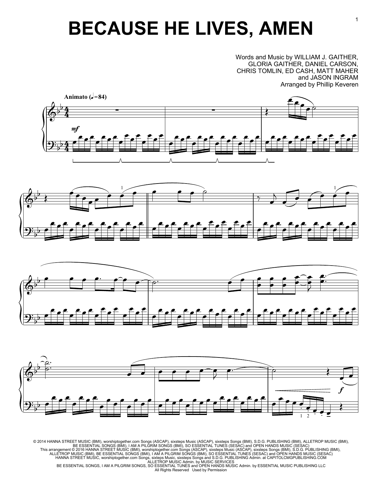 Download Phillip Keveren Because He Lives, Amen Sheet Music and learn how to play Piano PDF digital score in minutes