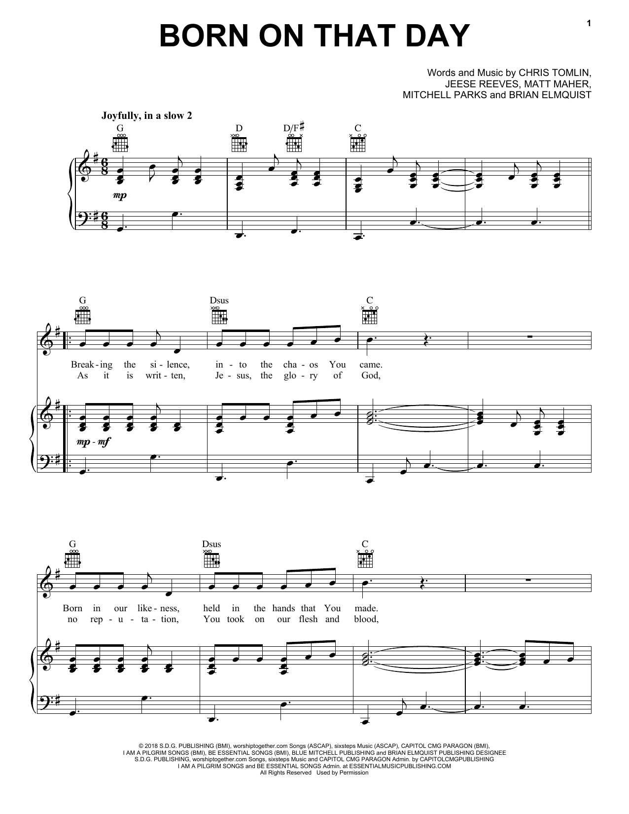 Download Matt Maher Born On That Day Sheet Music and learn how to play Piano, Vocal & Guitar Chords (Right-Hand Melody) PDF digital score in minutes