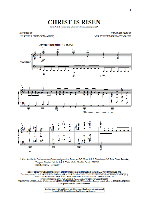 Download Heather Sorenson Christ Is Risen Sheet Music and learn how to play SATB PDF digital score in minutes