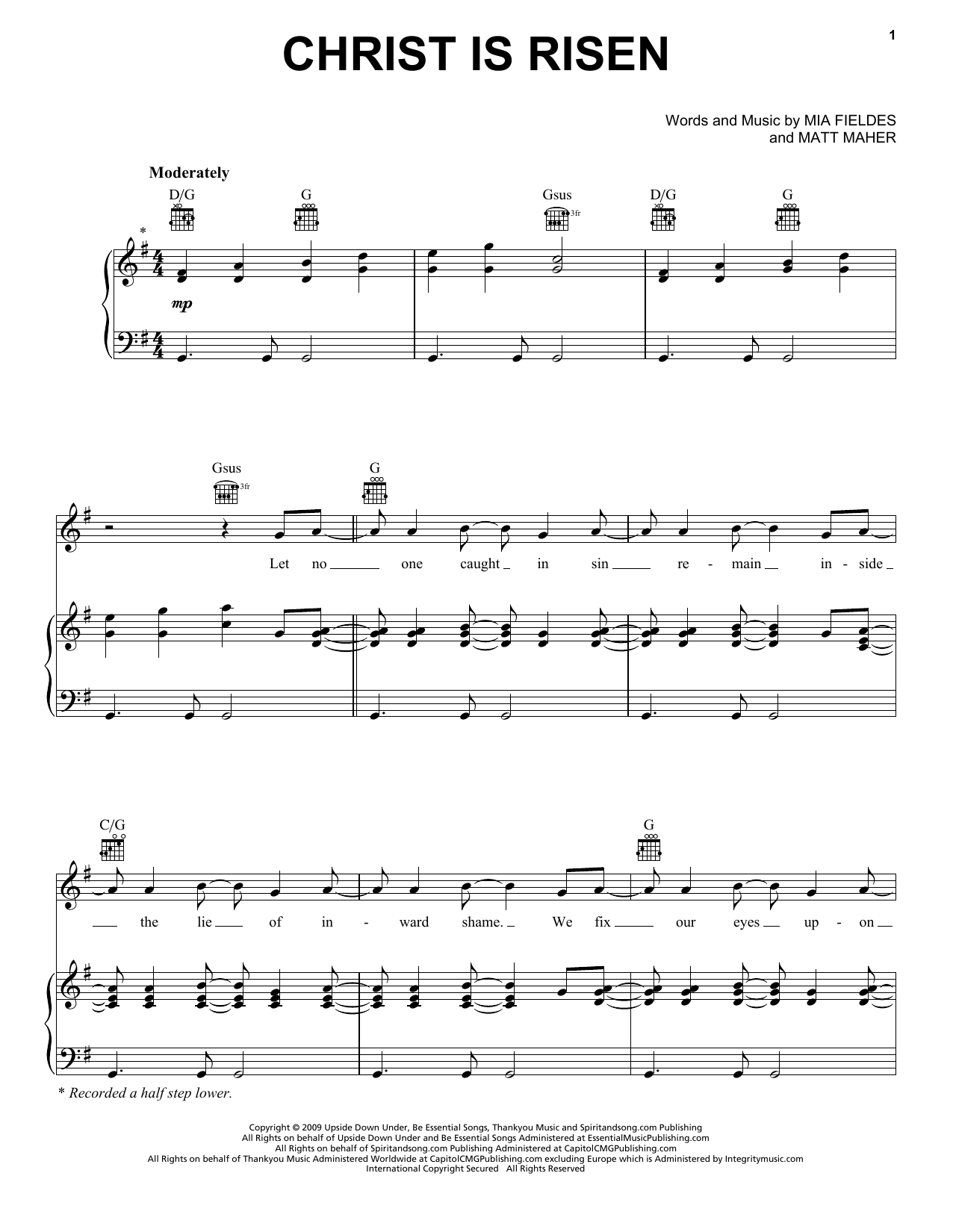 Download Mia Fieldes Christ Is Risen Sheet Music and learn how to play Piano (Big Notes) PDF digital score in minutes
