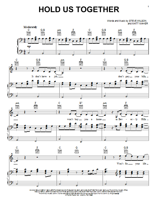 Download Matt Maher Hold Us Together Sheet Music and learn how to play Piano, Vocal & Guitar (Right-Hand Melody) PDF digital score in minutes