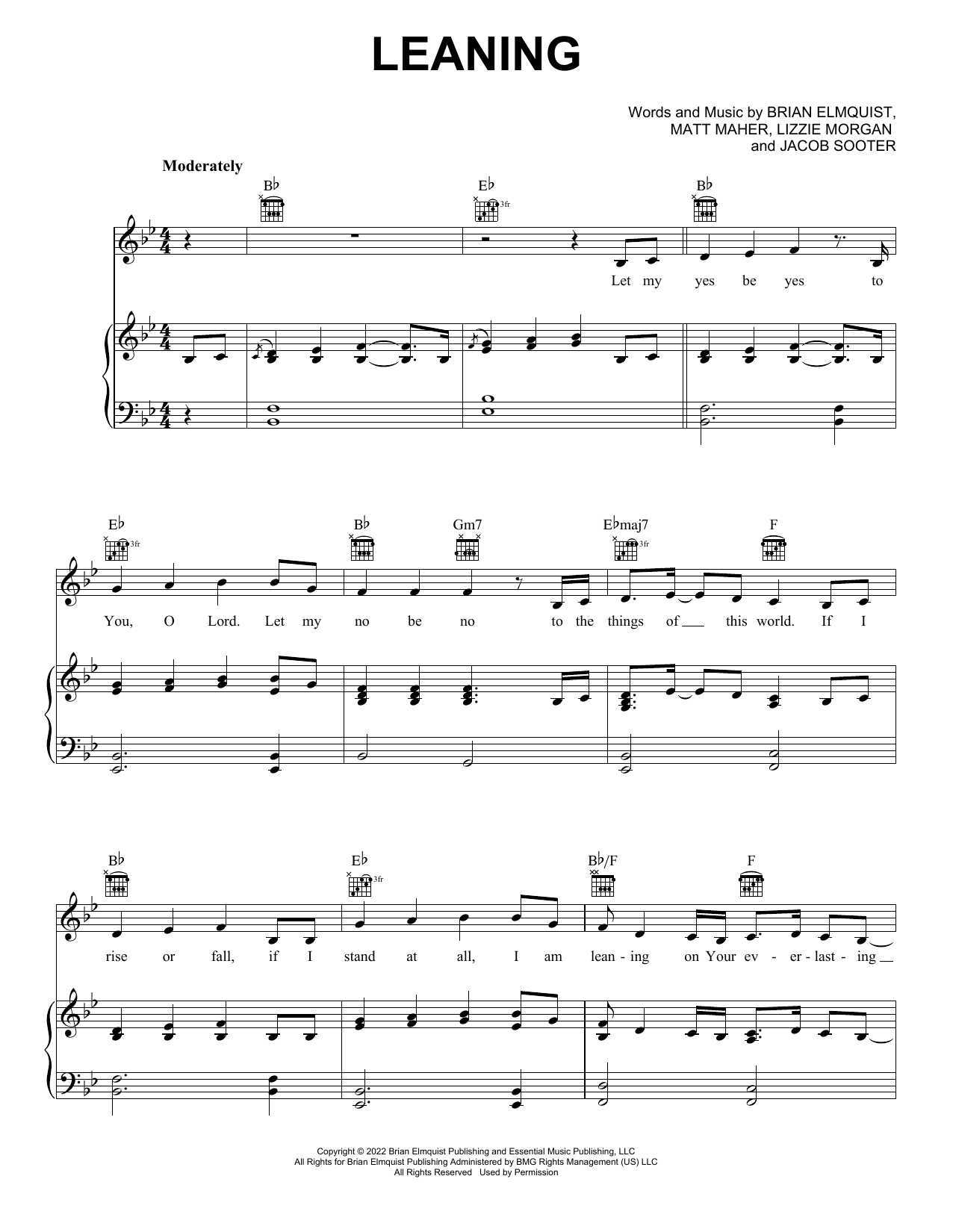 Download Matt Maher Leaning (feat. Lizzie Morgan) Sheet Music and learn how to play Piano, Vocal & Guitar Chords (Right-Hand Melody) PDF digital score in minutes