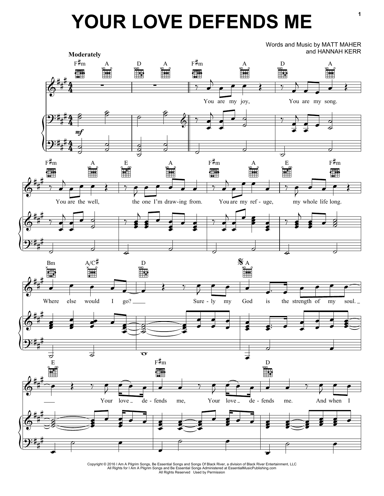 Download Matt Maher Your Love Defends Me Sheet Music and learn how to play Piano, Vocal & Guitar (Right-Hand Melody) PDF digital score in minutes