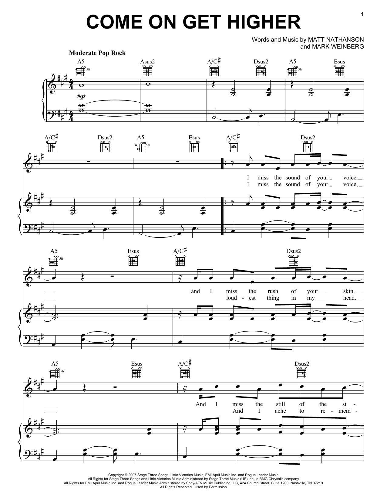 Download Matt Nathanson Come On Get Higher Sheet Music and learn how to play Ukulele Chords/Lyrics PDF digital score in minutes
