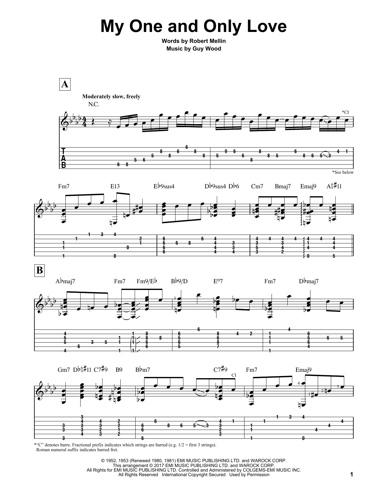 Download Matt Otten My One And Only Love Sheet Music and learn how to play Guitar Tab PDF digital score in minutes