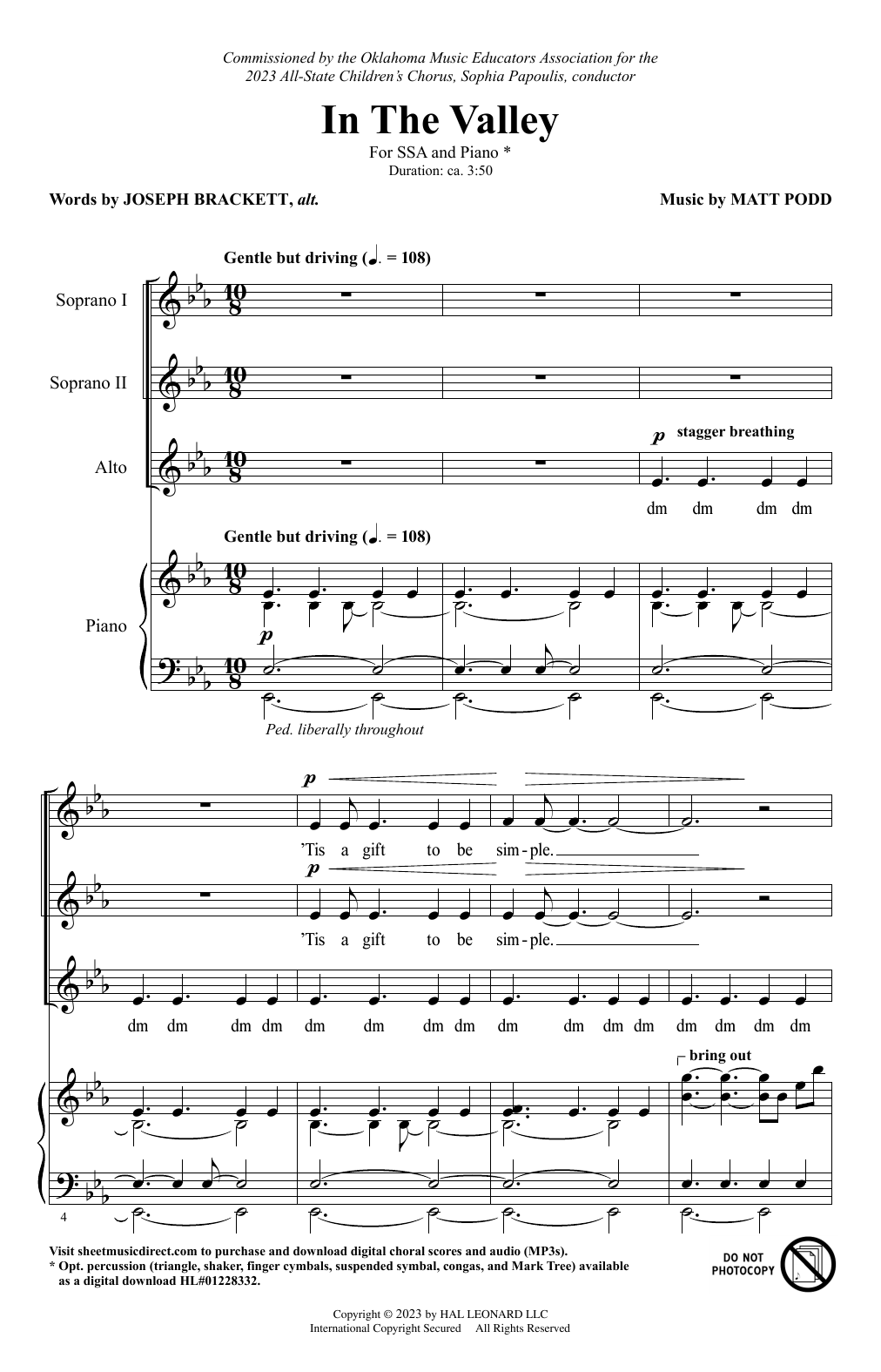 Download Matt Podd In The Valley Sheet Music and learn how to play SSA Choir PDF digital score in minutes