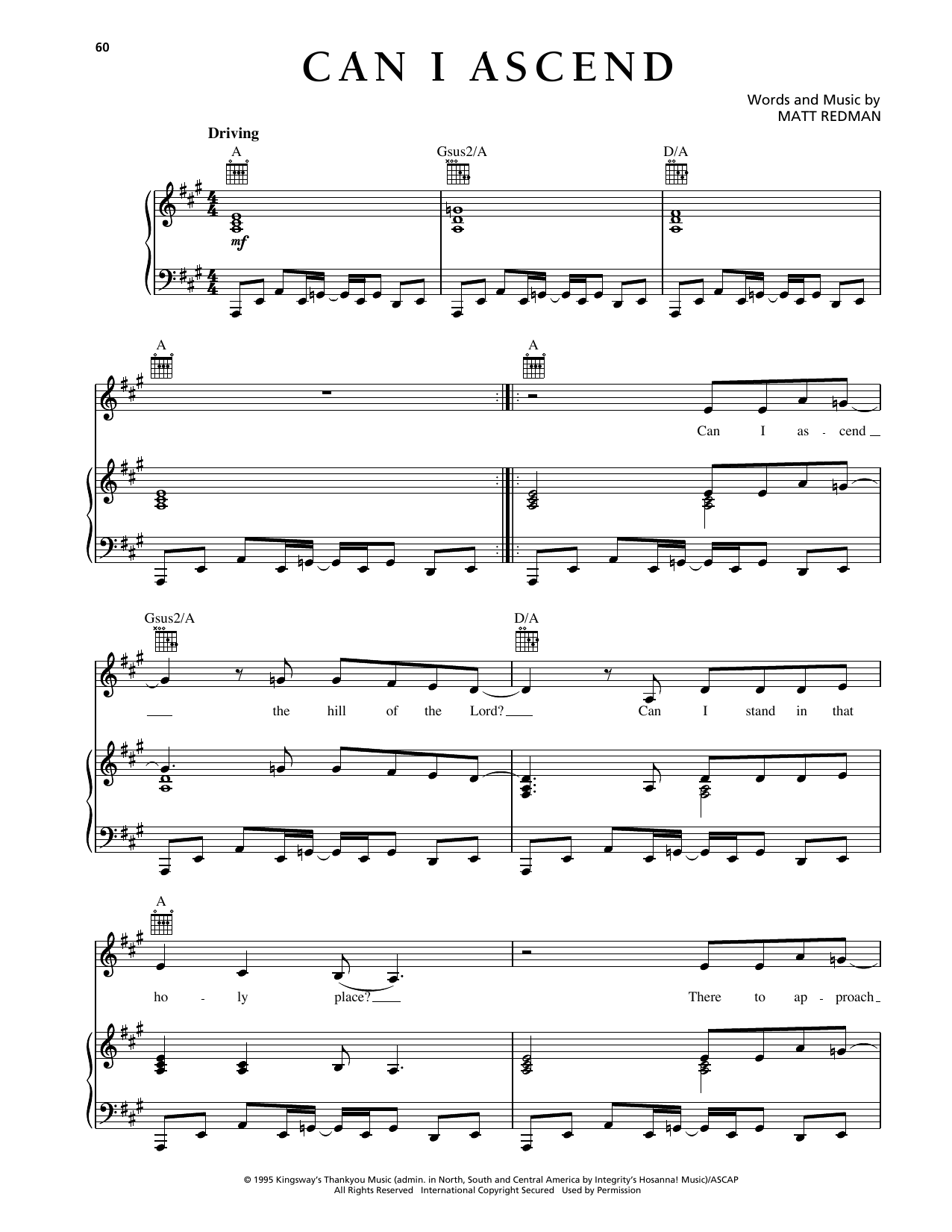 Download Matt Redman Can I Ascend Sheet Music and learn how to play Piano, Vocal & Guitar Chords (Right-Hand Melody) PDF digital score in minutes