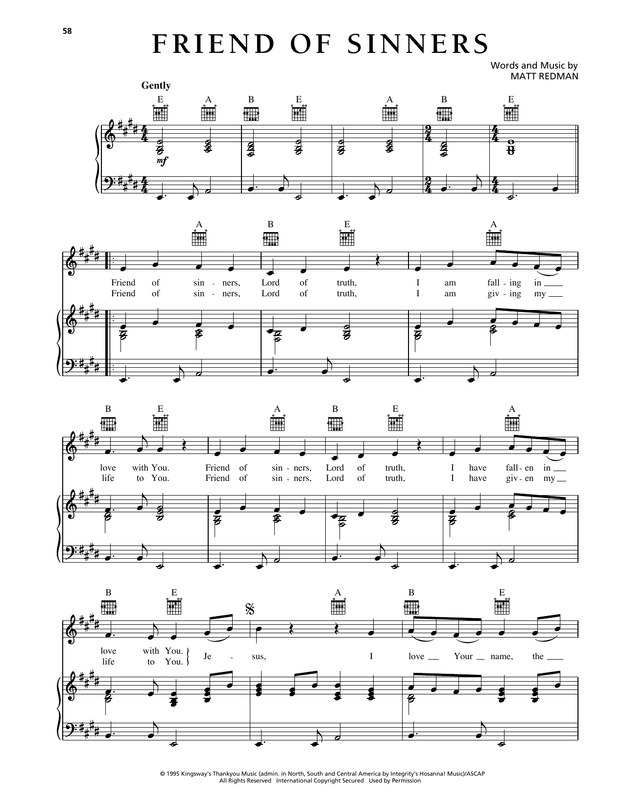 Download Matt Redman Friend Of Sinners Sheet Music and learn how to play Piano, Vocal & Guitar Chords (Right-Hand Melody) PDF digital score in minutes