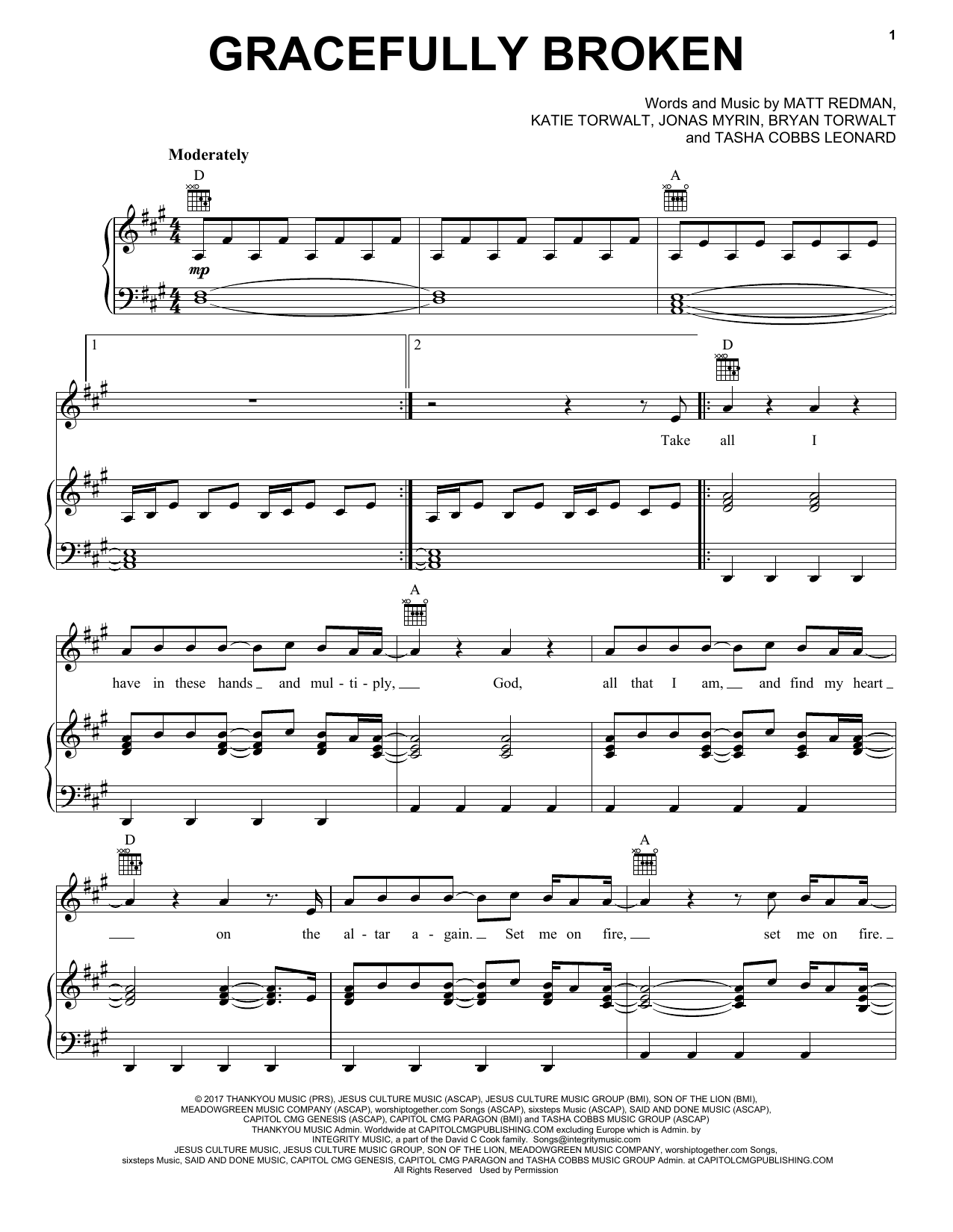 Download Bryan Torwalt Gracefully Broken Sheet Music and learn how to play Piano, Vocal & Guitar (Right-Hand Melody) PDF digital score in minutes