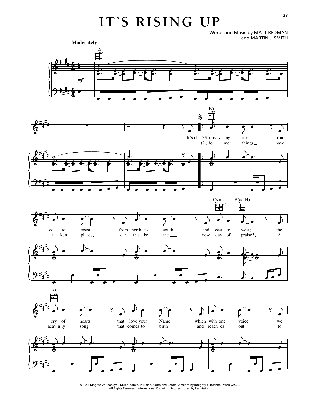 Download Matt Redman It's Rising Up Sheet Music and learn how to play Piano, Vocal & Guitar Chords (Right-Hand Melody) PDF digital score in minutes