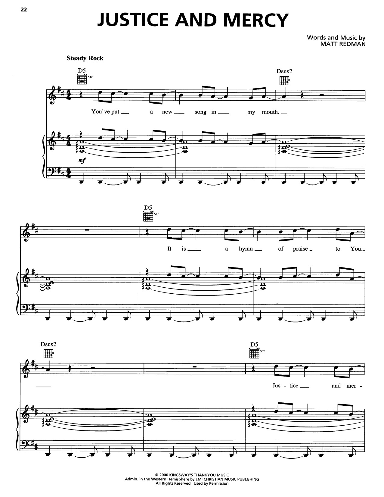Download Matt Redman Justice And Mercy Sheet Music and learn how to play Piano, Vocal & Guitar Chords (Right-Hand Melody) PDF digital score in minutes