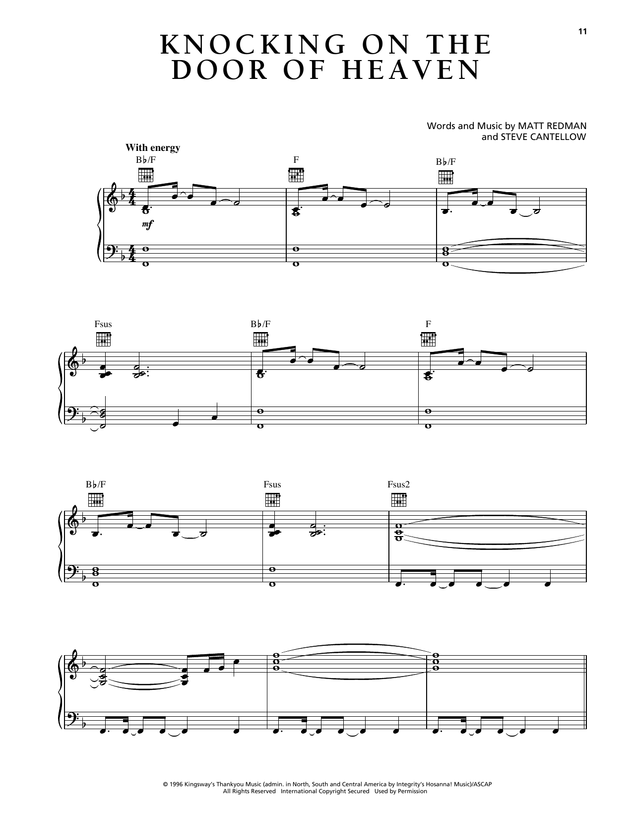 Download Matt Redman Knocking On The Door Of Heaven Sheet Music and learn how to play Piano, Vocal & Guitar Chords (Right-Hand Melody) PDF digital score in minutes