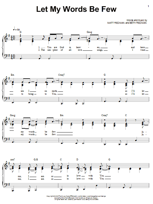 Download Matt Redman Let My Words Be Few (I'll Stand In Awe Of You) Sheet Music and learn how to play Easy Guitar PDF digital score in minutes