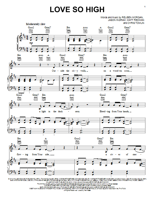 Download Matt Redman Love So High Sheet Music and learn how to play Piano, Vocal & Guitar (Right-Hand Melody) PDF digital score in minutes