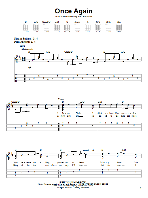 Download Matt Redman Once Again Sheet Music and learn how to play Guitar Chords/Lyrics PDF digital score in minutes
